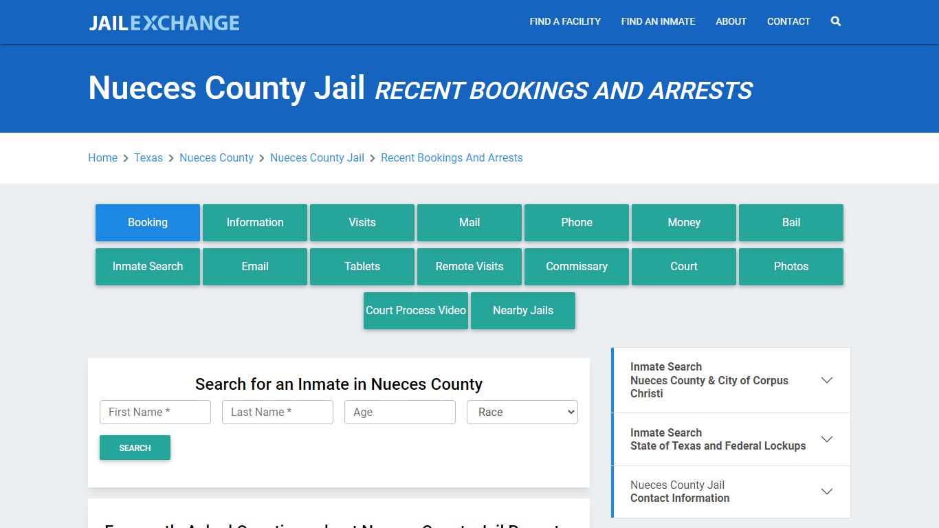 Nueces County Jail Recent Bookings And Arrests - Jail Exchange