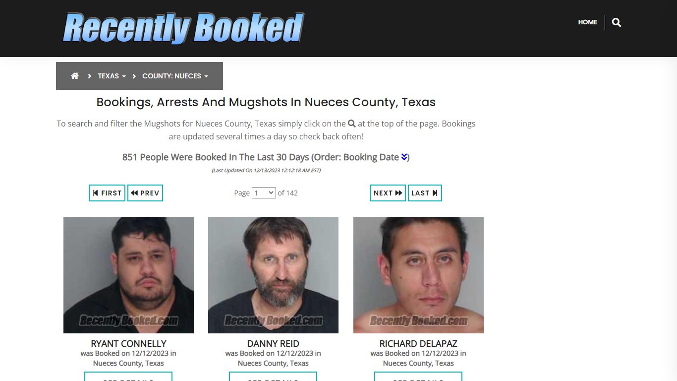 Recent bookings, Arrests, Mugshots in Nueces County, Texas